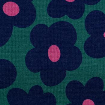Preview: Viskosejersey Happy Flowers Grün/Dunkelblau von Swafing von Cherry Picking
